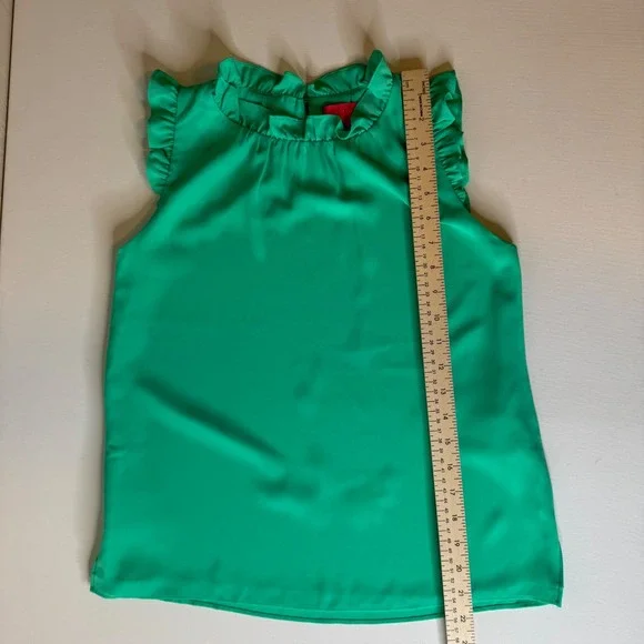Lilly Pulitzer Green Sleeveless Ruffled Blouse - Picture 8 of 9